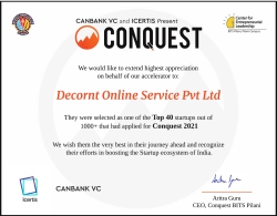 Emerging Startup Of The Year 2021 From CONQUEST By BITS Pilani