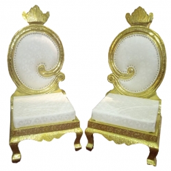 Vidhi-Mandap Chair -1 Pair (2 Chairs) - Made of Wood & Brass Coating