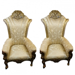 Wedding Chair - 1 Pair( 2 Chair )  - Made of Wood & Brass Coating