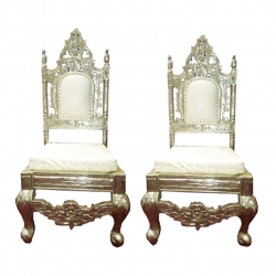 Vidhi-Mandap Chair -1 Pair (2 Chairs) - Made of Wood & Brass Coating