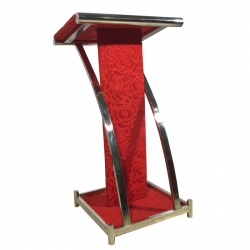 4 FT - Podium - Dias - Lectern Stand - Presentation Dias Made of Stainless Steel - Red Color.