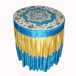 Round Table Cover - 4 FT X 4 FT - Made of Brite Lycra & Top Velvet Fabric Cloth