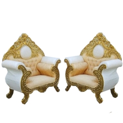 Wedding Chair - 1 Pair  ( 2  Chair ) - Made of Wood & Brass Coating