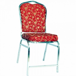 Banquet Chairs Made of Stainless Steel - Floral Design - Red Color.