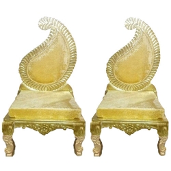 Vidhi-Mandap Chair -1 Pair (2 Chairs) - Made of wood & Brass coating