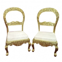 Vidhi-Mandap Chair -1 Pair (2 Chairs) - Made of Wood & Brass Coating