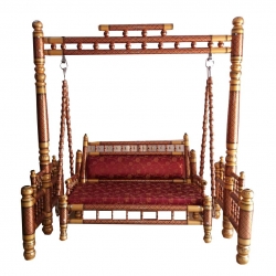 Heavy Wooden Swing - Sankheda Jhula - Brown & Red Color
