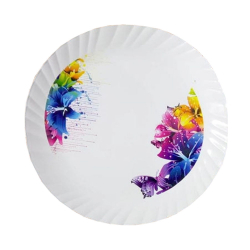 12 Inch - Dinner Plates - Made Of Food-Grade Regular Plastic Material - Leher Round Shape - Printed Plate