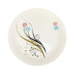 12 Inches Premium Plastic Dinner Plates with Printed design - White Color