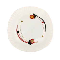 12 Inches Dinner Plates with Printed design - Made of Food Grade Virgin Plastic - White Color - 180 Gm