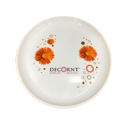12 Inches Dinner Plates with Printed design - Made of Food Grade Virgin Plastic - White Color - 150 Gm