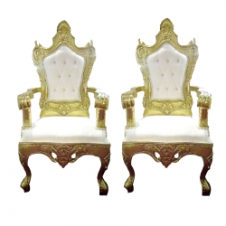White Color - Udaipur -Heavy - Premium - Mandap Chair - Wedding Chair - Varmala Chari Set - Chair Set - Made of Wooden & Metal - 1 Pair ( 2 Chair )