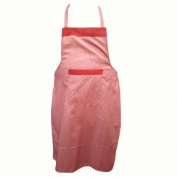 Cotton Kitchen Apron With Front Pocket Red Color