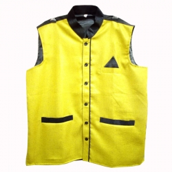 Waiter - Bearer - Bartender Coat Or Vest - Kitchen Uniform Or Apparel For Men - Full-Neckline - Sleeve-less - Made Of Premium Quality Polyester & Cotton - Yellow Color (Available size 38 , 40 , 42 , 44 , 46 , 48)