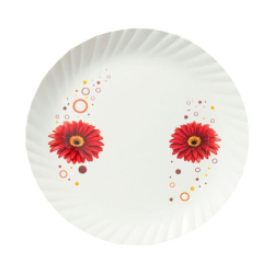 12 Inches Dinner Plates - Made Of Food-Grade Virgin Plastic Material - Round Shape - White Printed Plate- 160 GM