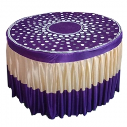 Round Table Cover - 4 FT X 4 FT - Made of Brite Lycra & Top Velvet Fabric Cloth