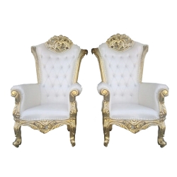 Wedding Chair - 1 Pair ( 2 Chair ) - Made of Wood & Brass Coating