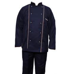 Kitchen Uniform - Chef Coat - Chef Vest - Unisex Chef Uniform - Kitchen apparel - Double Breasted - Mandarin Style Collar - Full Sleeves - Made of Premium Quality Cotton - piping trim & Buttons (Available size 38 , 40 , 42 , 44 , 46 , 48)