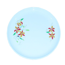 12 Inches Dinner Plates - Made Of Food-Grade Virgin Plastic Material - Round Shape - White Printed Plate - 150 Gm
