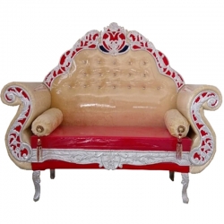 Peach & Red Color - Regular Couches - Sofa - Wedding Sofa - Maharaja Sofa - Wedding Couches - Made of Wooden & Metal
