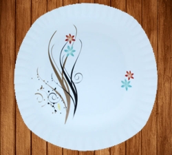 12 Inches Dinner Plates - Made Of Food-Grade Virgin Plastic Material - Square Shape - White Printed Plate - 180 Gm