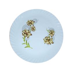 12 Inches Dinner Plates - Made Of Food-Grade Virgin Plastic Material - Round Shape - White Printed Plate-160Gm