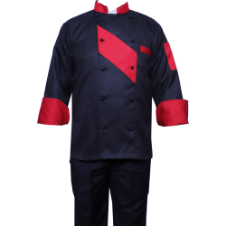 Kitchen Uniform - Chef Coat - Chef Vest - Unisex Chef Uniform - Kitchen Apparel - Double Breasted - Mandarin Style Collar - Full Sleeves - Made Of Premium Quality Cotton - piping Trim & Buttons (Available size 38 , 40 , 42 , 44 , 46 , 48)
