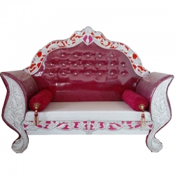 White & Maroon Color - Regular Couches - Sofa - Wedding Sofa - Maharaja Sofa - Wedding Couches - Made of Wooden & Metal