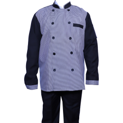 Kitchen Uniform - Chef Coat - Chef Vest - Unisex Chef Uniform - Kitchen Apparel - Double Breasted - Mandarin Style Collar - Full Sleeves - Made Of Premium Quality Cotton - Piping Trim & Buttons (Available size 38 , 40 , 42 , 44 , 46 , 48)