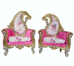 Wedding Chair - 1 Set ( 2 Pieces ) - Made of Wood & Brass Coating