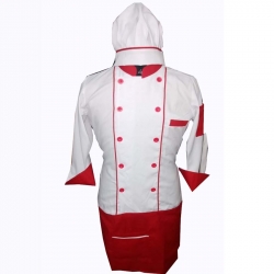 Kitchen Uniform Set - Shirt + Apron with Cap - Made of Cotton