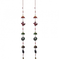 Rajasthani Peacock Door Hanging - 2 FT - Made of Fabric & Wood