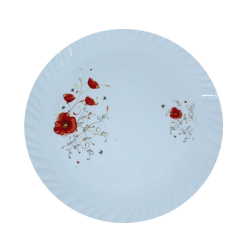 13 Inches Dinner Plates with Printed design - Made of Food Grade Virgin Plastic - White Color - 170 Gm