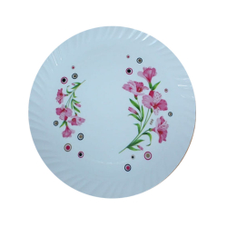 13 Inches Dinner Plates with Printed design - Made of Food Grade Virgin Plastic - White Color -170 Gm