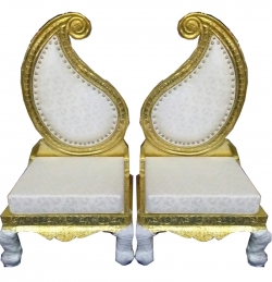Vidhi-Mandap Chair -1 Pair (2 Chairs) - Made of Wood & Brass Coating