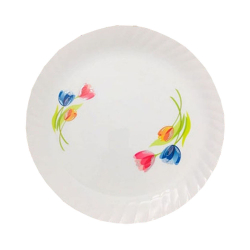 13 Inches Dinner Plates with Printed design - Made of Food Grade Virgin Plastic - White Color  -170 Gm