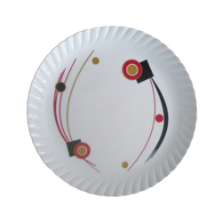 13 Inches Dinner Plates with Printed design - Made of Food Grade Virgin Plastic - White Color - 170 Gm