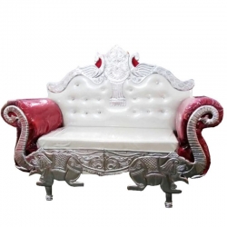 Maroon & White Color - Regular - Couches - Sofa - Wedding Sofa - Maharaja Sofa - Wedding Couches - Made of Wooden & Metal