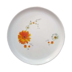 12 Inches - Dinner Plates - Made Of Food-Grade Regular Plastic Material - Round Shape - White Printed Plate.