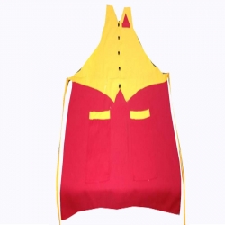Jacket Cotton Kitchen Apron With Front Pocket - Red & Yellow Color