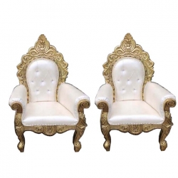Wedding Chair - 1 Pair ( 2 Chair  ) - Made of Wood & Brass Coating