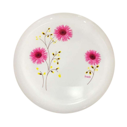 13 Inches Dinner Plates with Printed design - Made of Food Grade Virgin Plastic - White Color