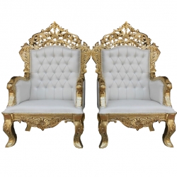 Wedding Chair - 1 Pair  ( 2 Chairs ) - Made of Wood & Brass Coating