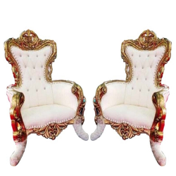 Wedding Chair - 1 Pair  ( 2 Chair  ) - Made of Wood & Brass Coating