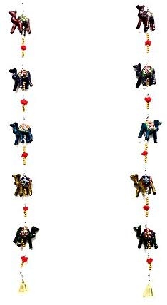 Rajasthani Camel Door Hangings Wall Art - 3 FT - Fabric & Wood