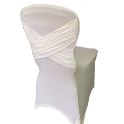 White Spandex Chair Covers Wedding Universal Fit Size with Bow.