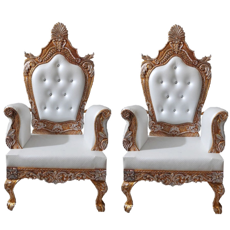 Buy White Color - Heavy Metal Premium Jaipur Mandap Chair - Wedding Chair - Varmala Chair - Made of High Quality Metal & Wooden - 1 Pair ( 2 Chair ) - Decornt.com