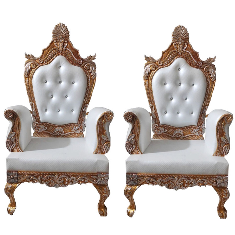 Buy White Color - Heavy Metal Premium Jaipur Mandap Chair - Wedding Chair -  Varmala Chair - Made of High Quality Metal & Wooden - 1 Pair ( 2 Chair ) 