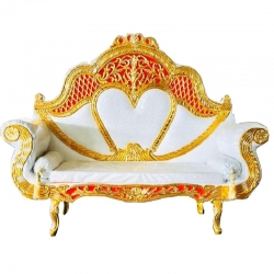 White & Golden  Color - Regular - Couches - Sofa - Wedding Sofa - Maharaja Sofa - Wedding Couches - Made of Wooden & Metal