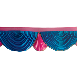 15 FT - Designer Zalar - Scallop Zalar - Kantha - Jhalar - Made of Lycra - Firozi Blue & Maharani Pink Colour